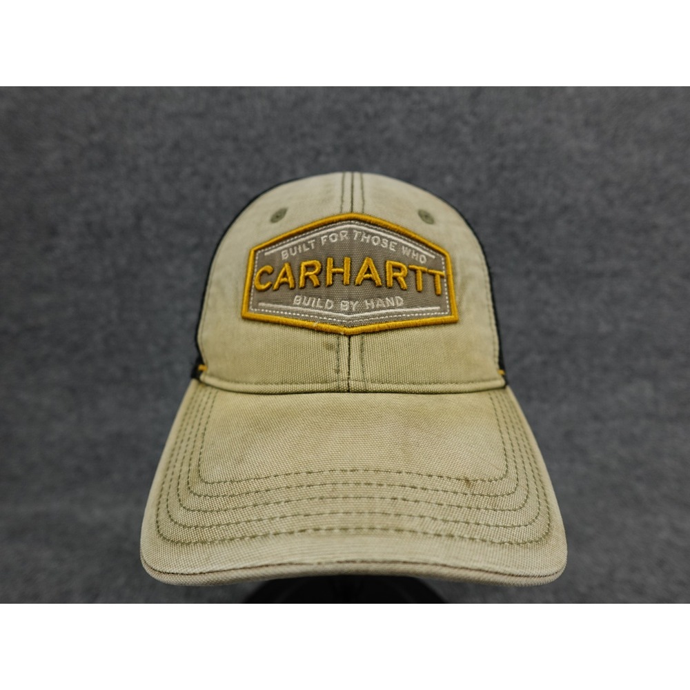 Carhartt Trucker Hat Mens OS Tan Built By Hand Patch Mesh Snapback Cap